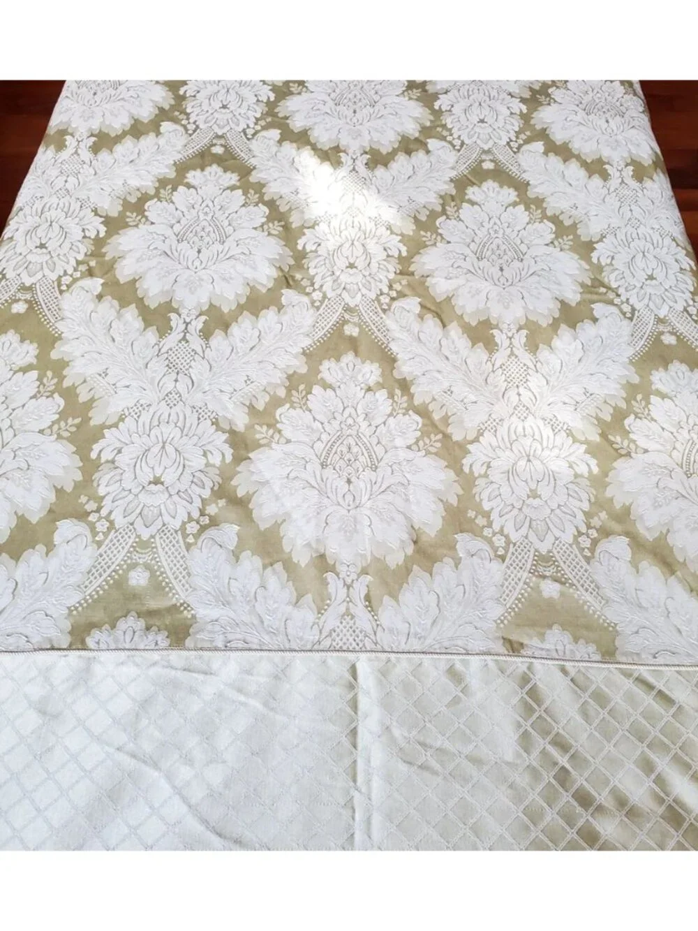 Vtg NOS Westone Luxury Sateen Shower Curtain Soft Green Jacquard Damask READ
